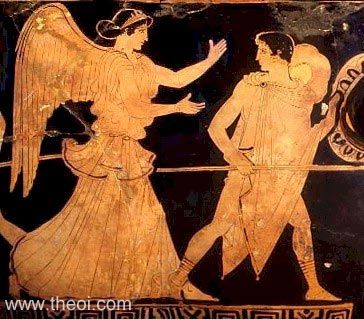 Eos & Cephalus | Attic red figure vase painting