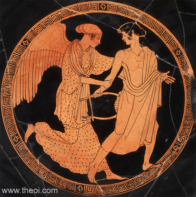 Eos & Tithonus | Attic red figure vase painting