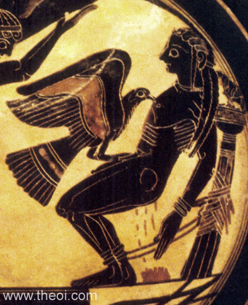 Prometheus and the Caucasian Eagle | Laconian black figure amphoriskos C6th B.C. | Vatican City Museums