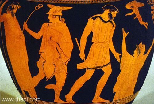 Epimetheus & Pandora | Attic red figure vase painting