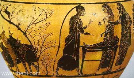 Theft of Apollo's Cattle | Caeretan black figure vase painting