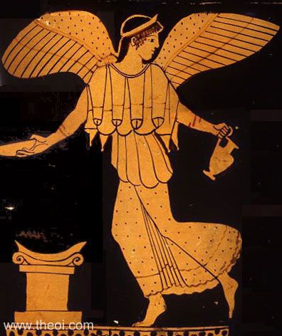 Nike pouring libations | Athenian red-figure lekythos C5th B.C. | Harvard Art Museums, Cambridge