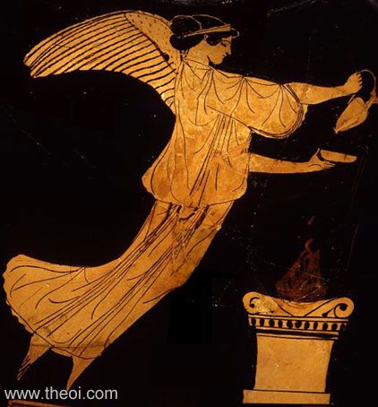Nike pouring libations | Athenian red-figure nolan amphora C5th B.C. | Tampa Museum of Art