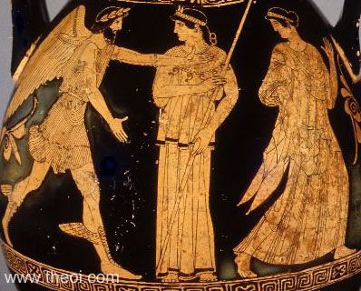 Boreas, Athena and Oreithyia | Athenian red-figure pelike C5th B.C. | Martin von Wagner Museum, University of Würzburg