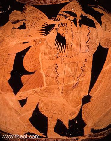 Boreas & Oreithyia | Attic red figure vase painting