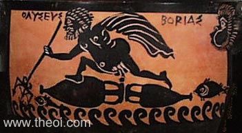 Odysseus & Boreas | Attic black figure vase painting