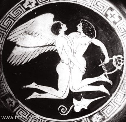 Zephyrus and Hyacinthus | Athenian red-figure kylix C5th B.C.