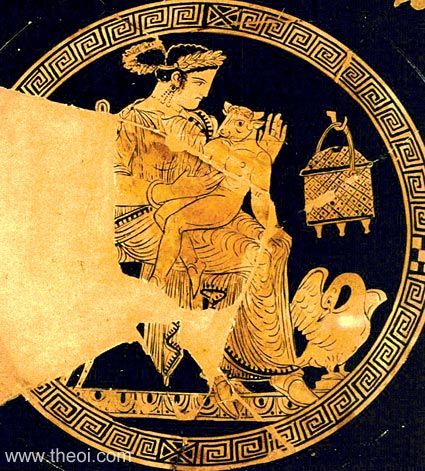 Pasiphae & Minotaur | South Italian red figure vase painting