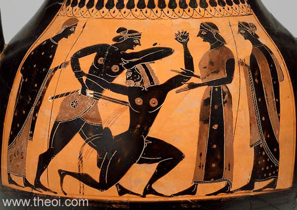 Theseus & Minotaur | Attic black figure vase painting