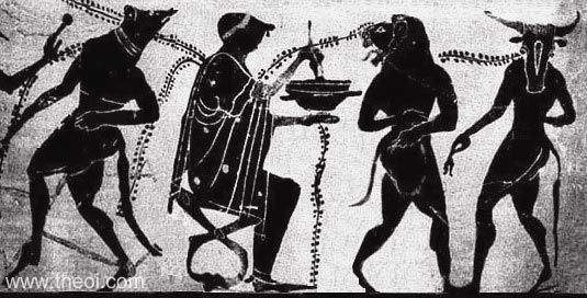 Circe and the transformed men of Odysseus | Athenian black-figure lekythos C6th B.C. | National Archaeological Museum of Taranto
