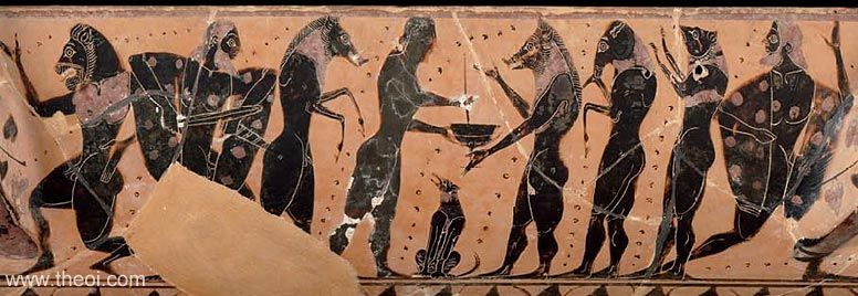 Circe, Odysseus and his transformed men | Athenian black-figure kylix C6th B.C. | Museum of Fine Arts, Boston