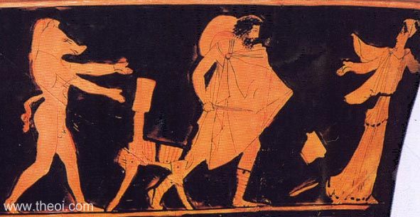 Odysseus & Circe | Attic red figure vase painting