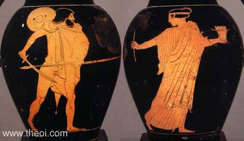 Odysseus & Circe | Attic red figure vase painting