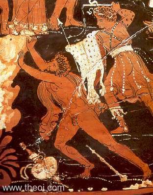Punishment of Sisyphus | Apulian red figure vase painting
