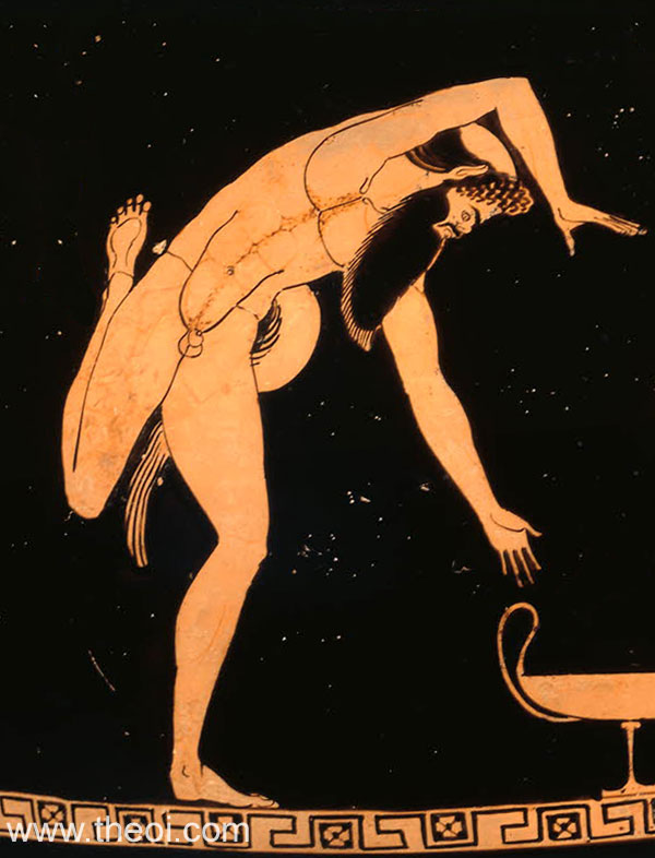 Dancing Satyr | Attic red figure vase painting