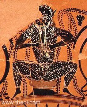 Tityrus-Satyr playing flute | Athenian black-figure kylix C6th B.C. | Staatliche Antikensammlungen, Munich