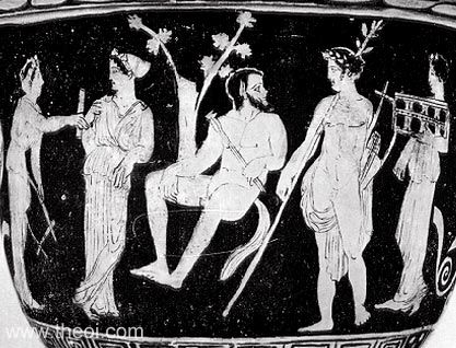 Marsyas & Apollo | Attic red figure vase painting