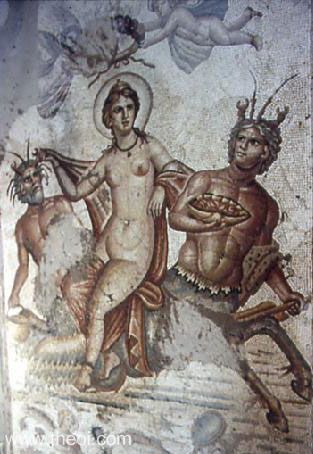 Birth of Aphrodite and the Ichthyocentaurs | Greco-Roman mosaic from Bulla Regia | Bulla Regia Museum