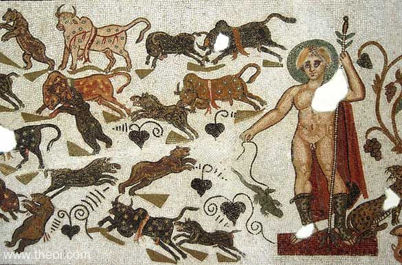 Dionysus and the beasts | Greco-Roman mosaic from Thysdrus C4th A.D. | Bardo National Museum, Tunis