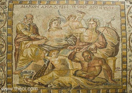 Maron, Ariadne, Heracles and Dionysus | Greco-Roman mosaic from Phillipoplis | Shahba Museum