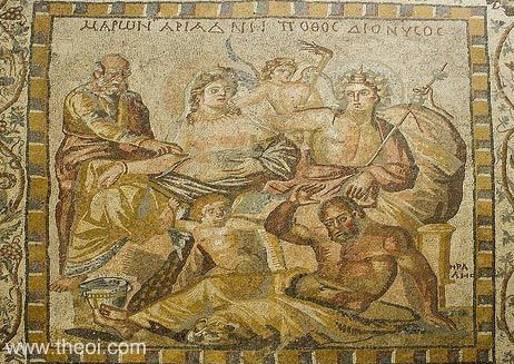 Maron, Ariadne, Heracles and Dionysus | Greco-Roman mosaic from Phillipoplis | Shahba Museum