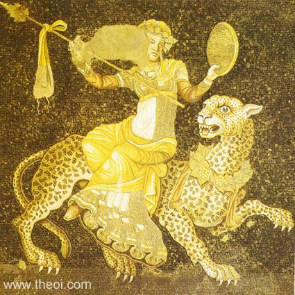 Dionysus riding panther | Greek mosaic C2nd B.C. | Archaeological Museum of Delos