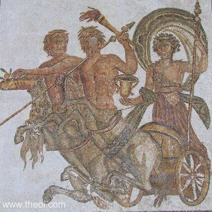 Centaur chariot of Dionysus | Greco-Roman mosaic from Acholla | Bardo National Museum, Tunis