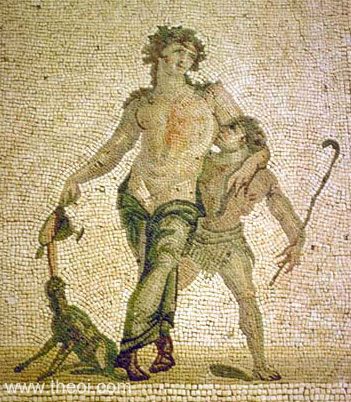 Dionysus and Comus | Greco-Roman mosaic from Antioch C4th A.D. | Hatay Archaeology Museum, Antakya