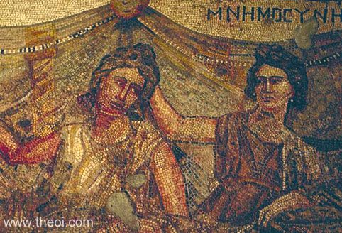 Mnemosyne goddess of memory | Greco-Roman mosaic from Antioch C2nd A.D. | Hatay Archeology Museum, Turkey
