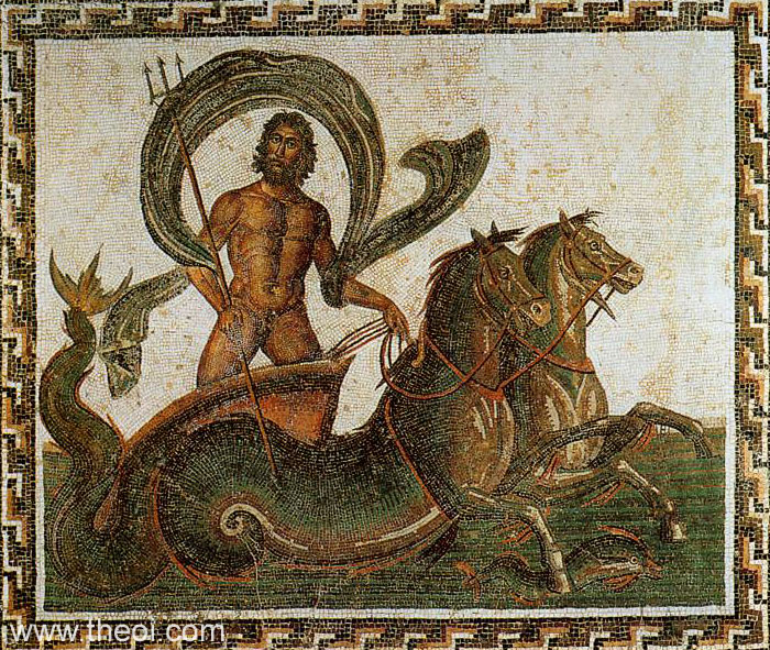 Poseidon god of the sea | Greco-Roman mosaic C3rd A.D. | Sousse Museum