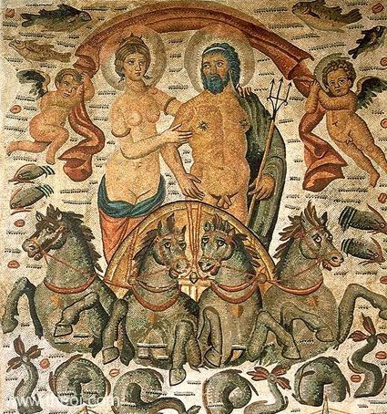 Poseidon, Amphitrite, Hippocamps and Erotes | Greco-Roman mosaic C4th A.D. | Musée du Louvre, Paris
