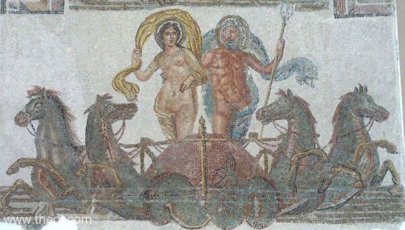 Amphitrite, Poseidon and Hippocamps | Greco-Roman mosaic from Utica | Bardo National Museum, Tunis