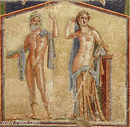 Poseidon-Neptune and Amphitrite | Greco-Roman mosaic from Herculaneum C1st A.D. | Naples National Archaeological Museum