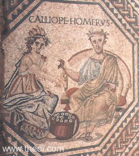 Muse Calliope & Homer | Greco-Roman mosaic