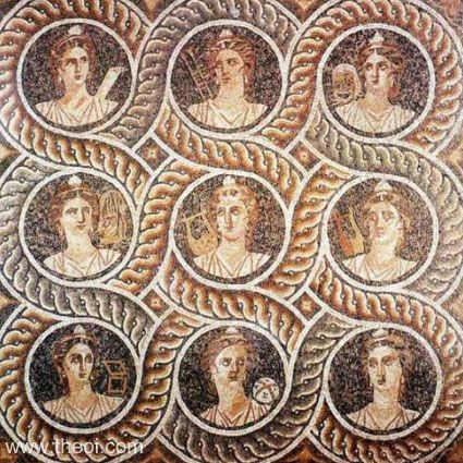 Portraits of the nine Muses | Greco-Roman mosaic | Archaeological Museum of Cos
