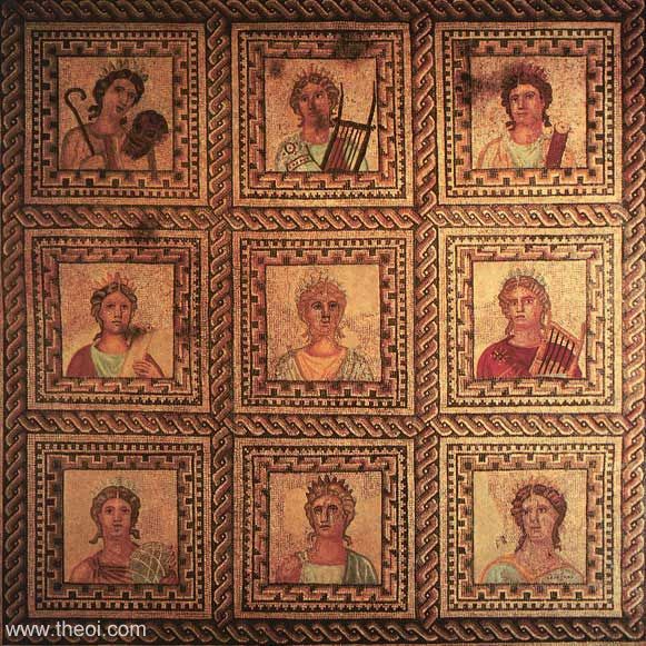 Portraits of the nine Muses | Greco-Roman mosaic from Neustrasse C3rd-4th A.D. | Rheinisches Landesmuseum Trier