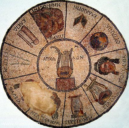 Symbols of the Muses | Greek mosaic