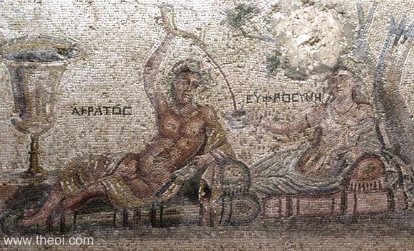 Acratus and Euphrosyne | Greco-Roman mosaic from Zeugma | Gaziantep Museum