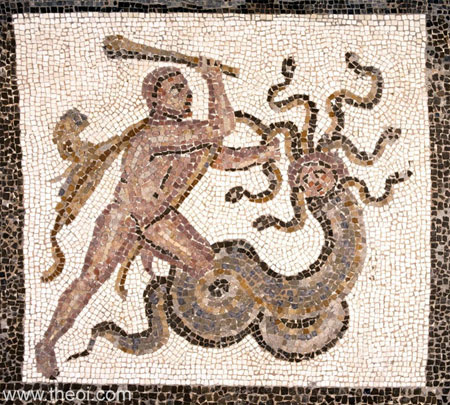 Heracles and the Lernaean Hydra | Greco-Roman mosaic from Llíria C3rd A.D. | National Archaeological Museum of Spain