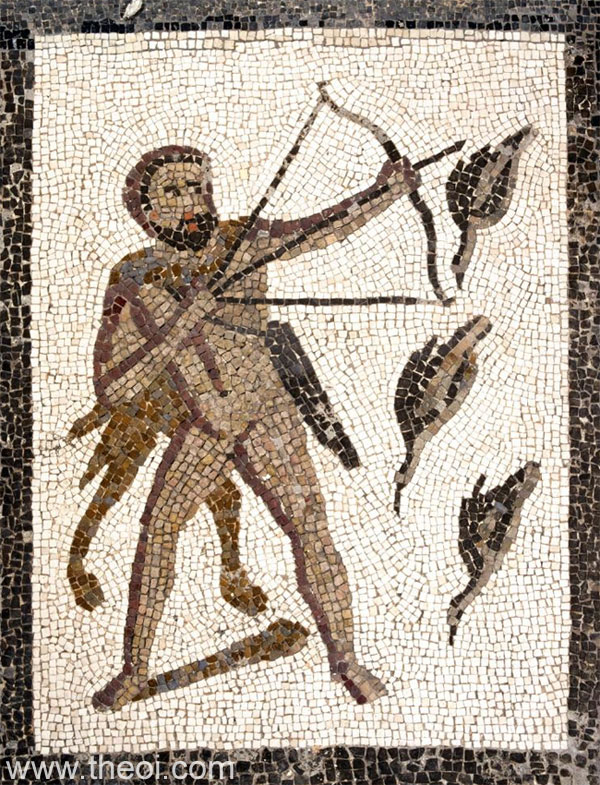 Heracles and the Stymphalian Birds | Greco-Roman mosaic from Llíria C3rd A.D. | National Archaeological Museum of Spain