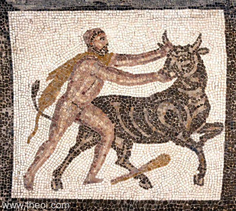Heracles & Cretan Bull | Greco-Roman mosaic