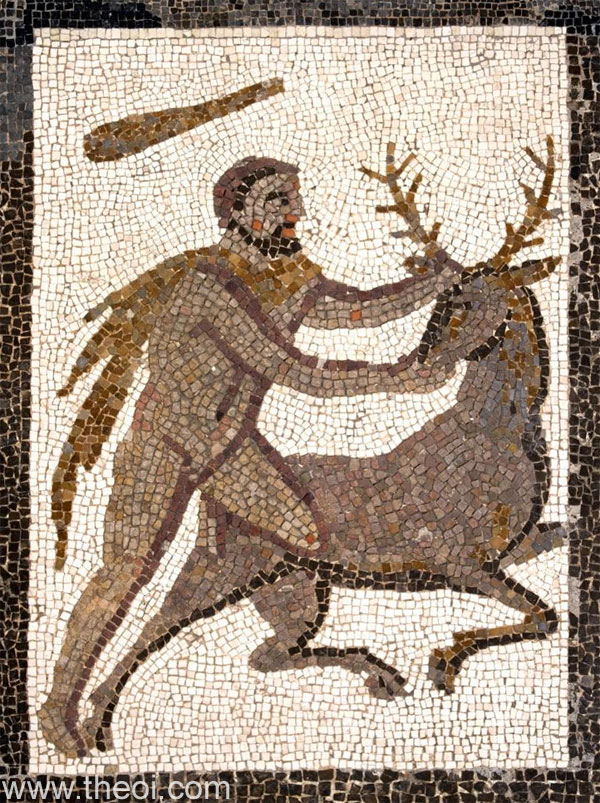 Heracles and the Cerynitian Hind | Greco-Roman mosaic from Llíria C3rd A.D. | National Archaeological Museum of Spain
