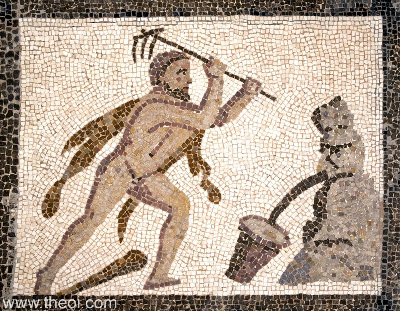 Heracles cleaning the stables of Augeas | Greco-Roman mosaic from Llíria C3rd A.D. | National Archaeological Museum of Spain