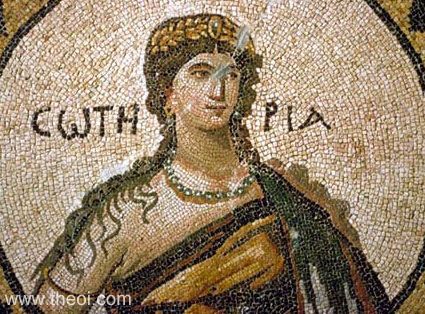Soteria | Greco-Roman mosaic from Daphne C5th A.D. | Hatay Archeology Museum, Antakya