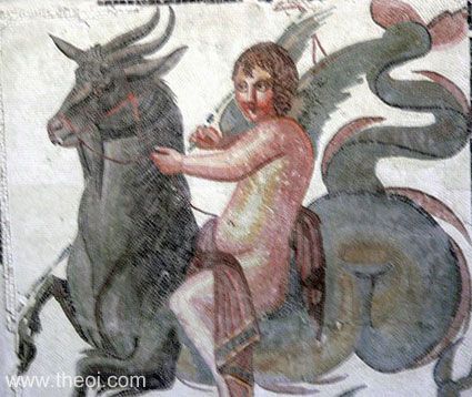 Eros-Cupid Riding Aegipan | Greco-Roman mosaic