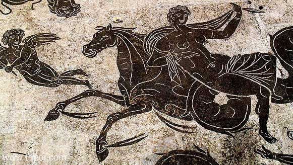 Nereid Riding Hippocamp | Greco-Roman mosaic