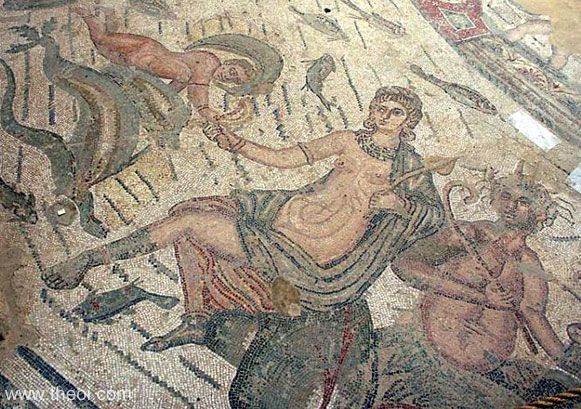 Leucothea and Palaemon | Greco-Roman mosaic C4th A.D. | Villa Romana del Casale (in situ), Piazza Amerina