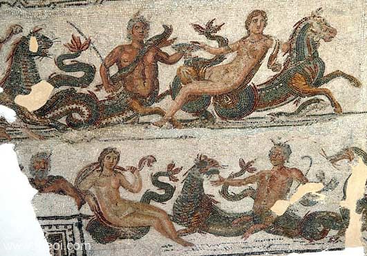 Tritons and Nereids | Greco-Roman mosaic from Utica | Bardo National Museum, Tunis