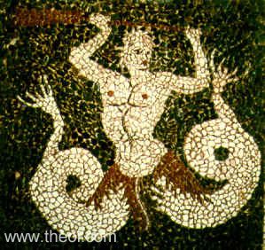 Double-tailed Triton | Greek mosaic C2nd B.C. | Sparta Archaeological Museum