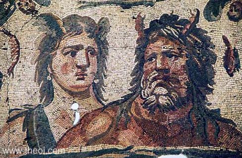 Tethys and Oceanus | Greco-Roman mosaic from Daphne C4th A.D. | Hatay Archaeology Museum, Antakya
